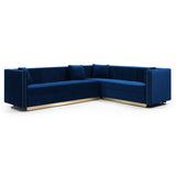 Blue Contemporary Vertical Channel Tufted Velvet Sectional with 4 pillows