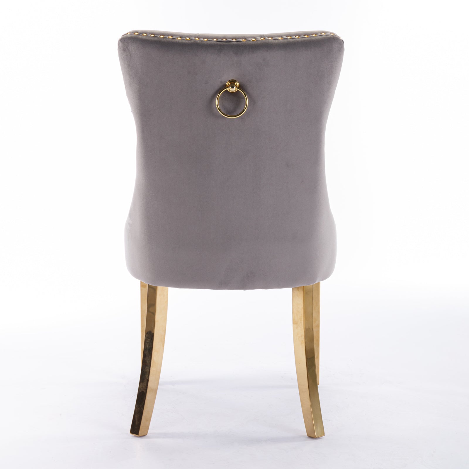 Set of 2 Gray and Gold Modern Velvet Upholstered Dining Chair