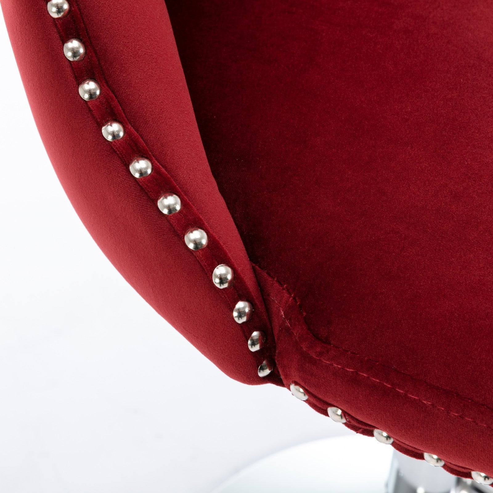 Swivel Velvet Barstools Adjusatble Burgundy Set of 2