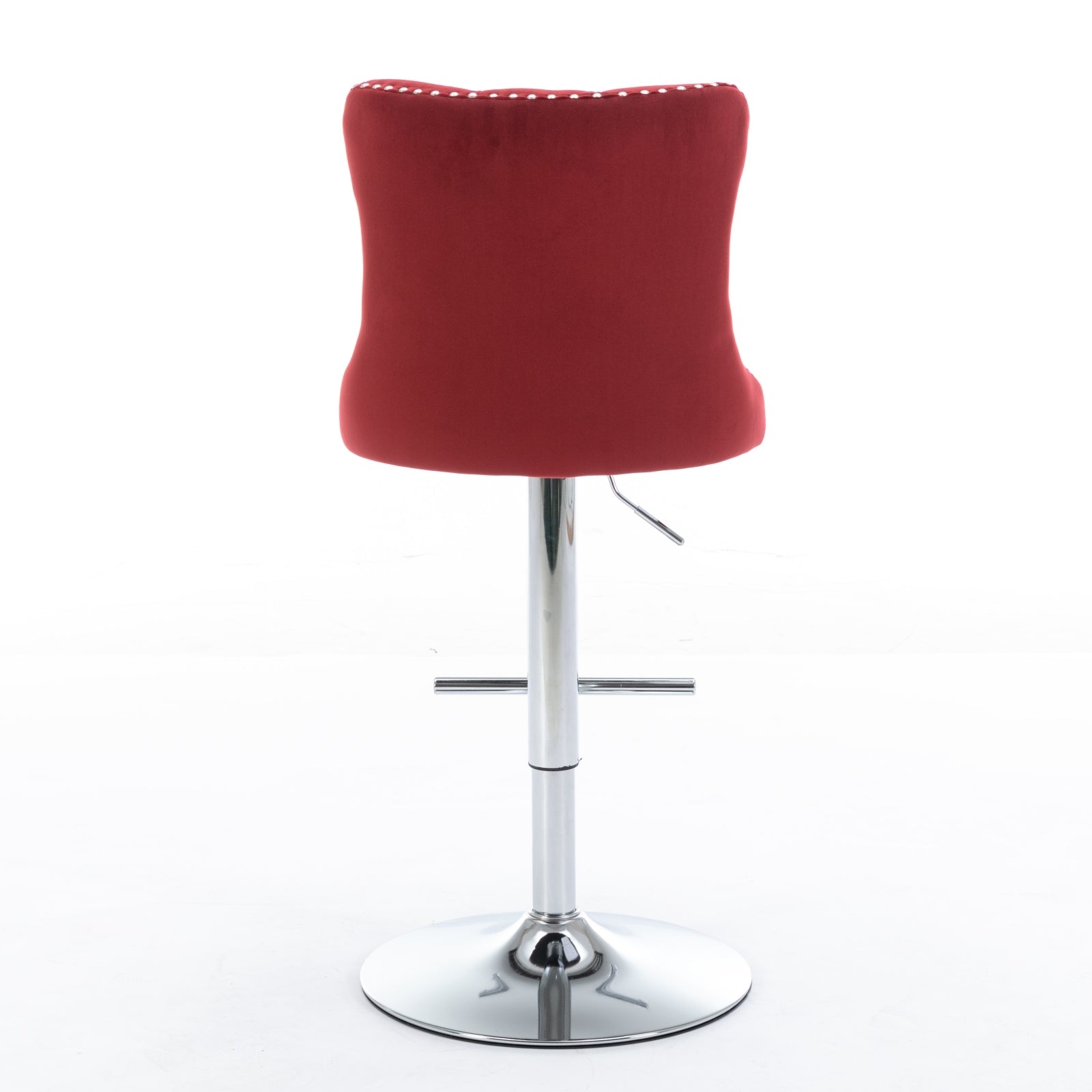 Swivel Velvet Barstools Adjusatble Burgundy Set of 2