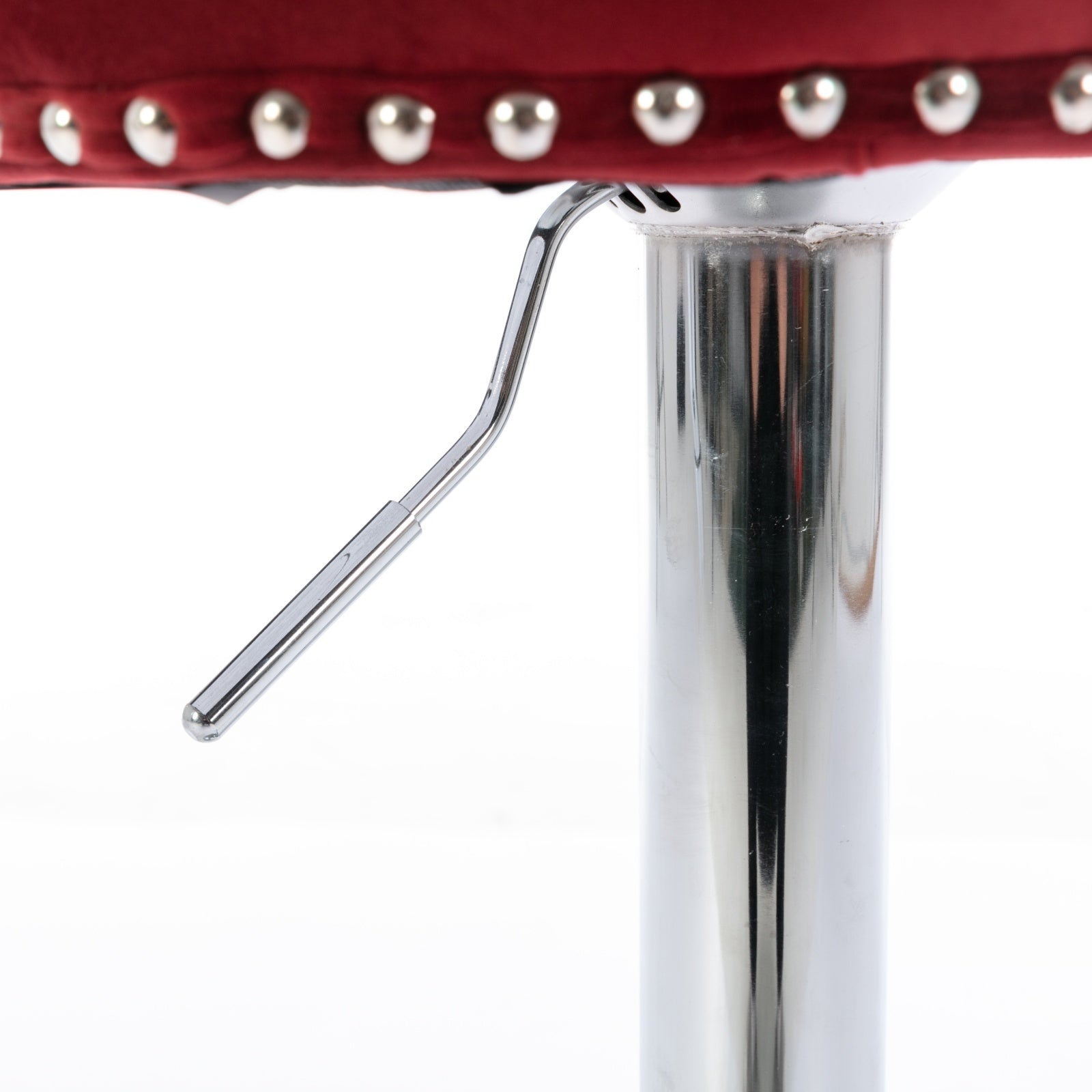 Swivel Velvet Barstools Adjusatble Burgundy Set of 2