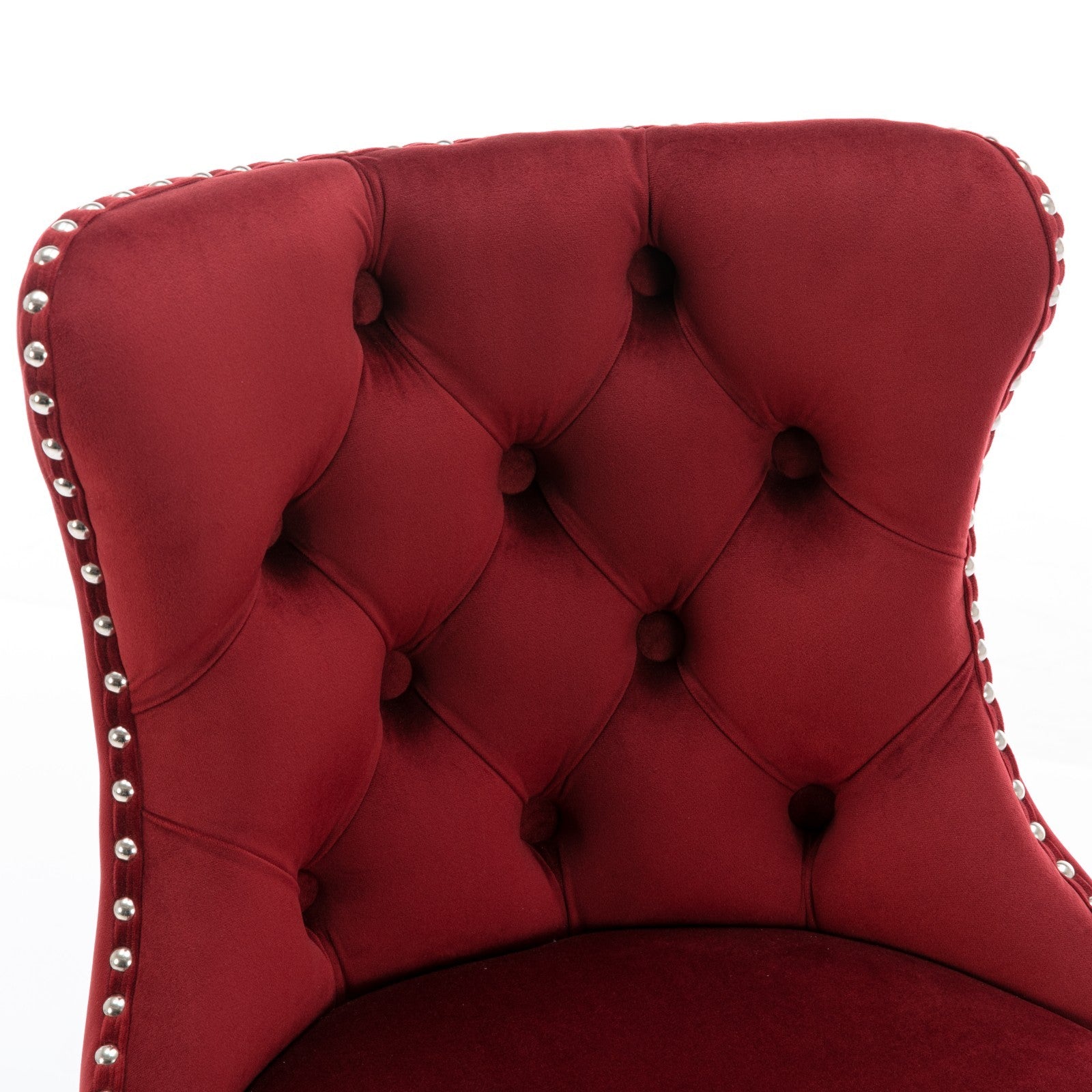 Swivel Velvet Barstools Adjusatble Burgundy Set of 2