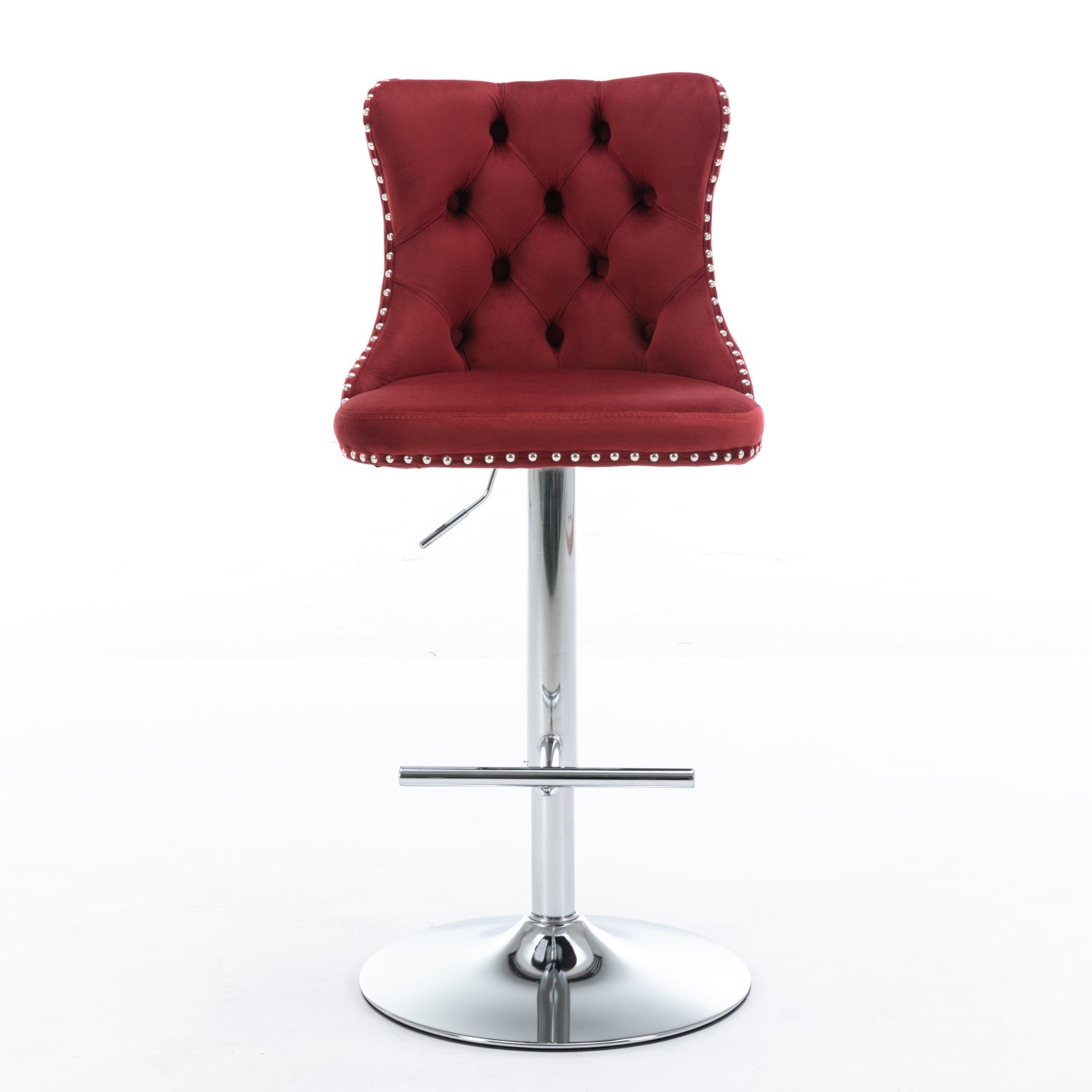 Swivel Velvet Barstools Adjusatble Burgundy Set of – On Demand