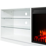 White Electric Fireplace TV Console