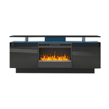 Black 160CM large TV Stand with LED fireplace