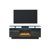 Black 160CM large TV Stand with LED fireplace