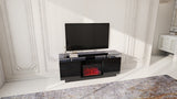 Black 160CM large TV Stand with LED fireplace