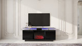 Black 160CM large TV Stand with LED fireplace