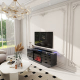 Black 160CM large TV Stand with LED fireplace