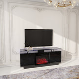 Black 160CM large TV Stand with LED fireplace