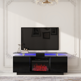 Black 160CM large TV Stand with LED fireplace