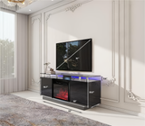 Black 160CM large TV Stand with LED fireplace