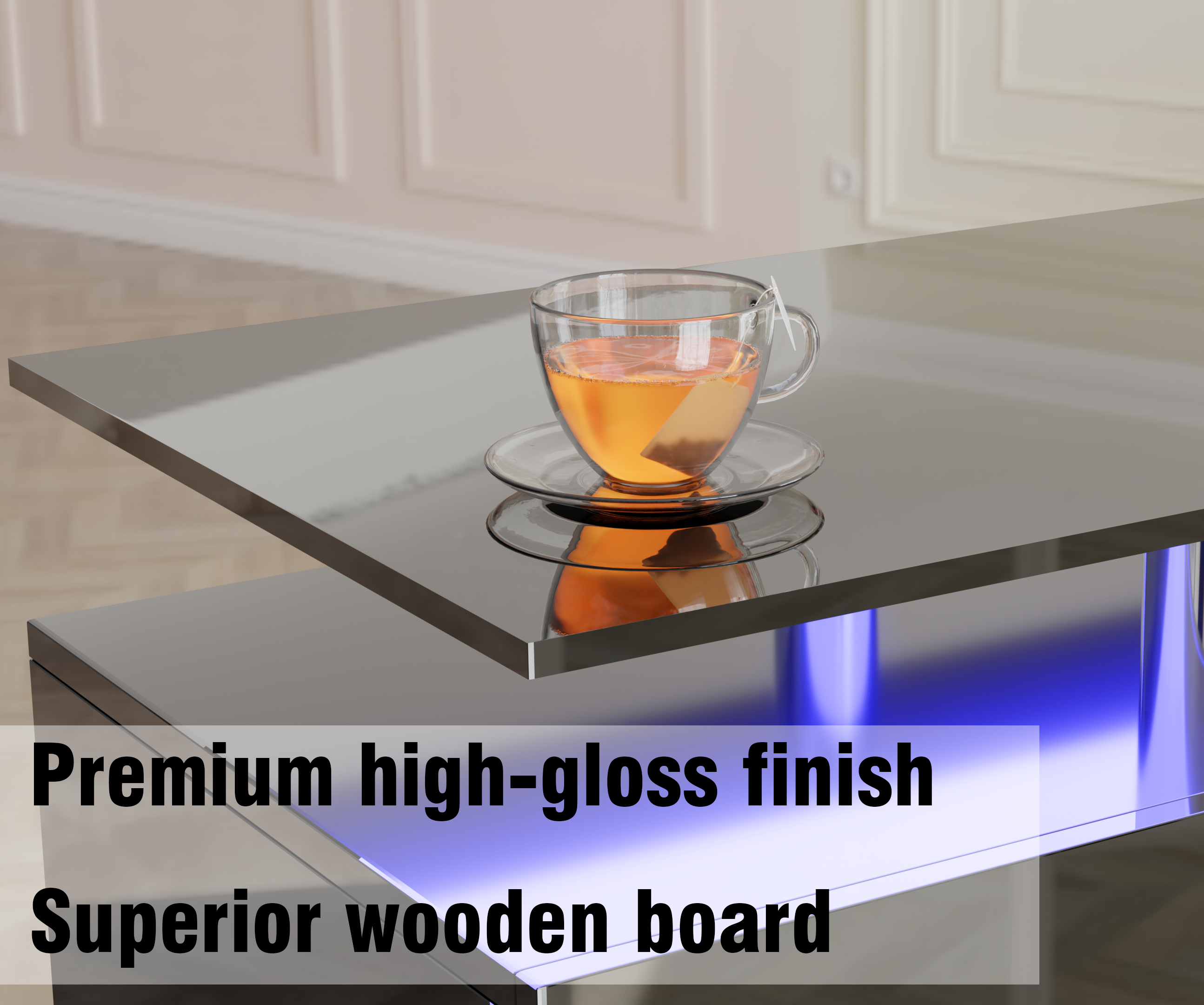 Black 160CM large TV Stand with LED fireplace