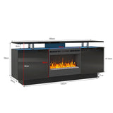 Black 160CM large TV Stand with LED fireplace