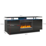 Black 160CM large TV Stand with LED fireplace