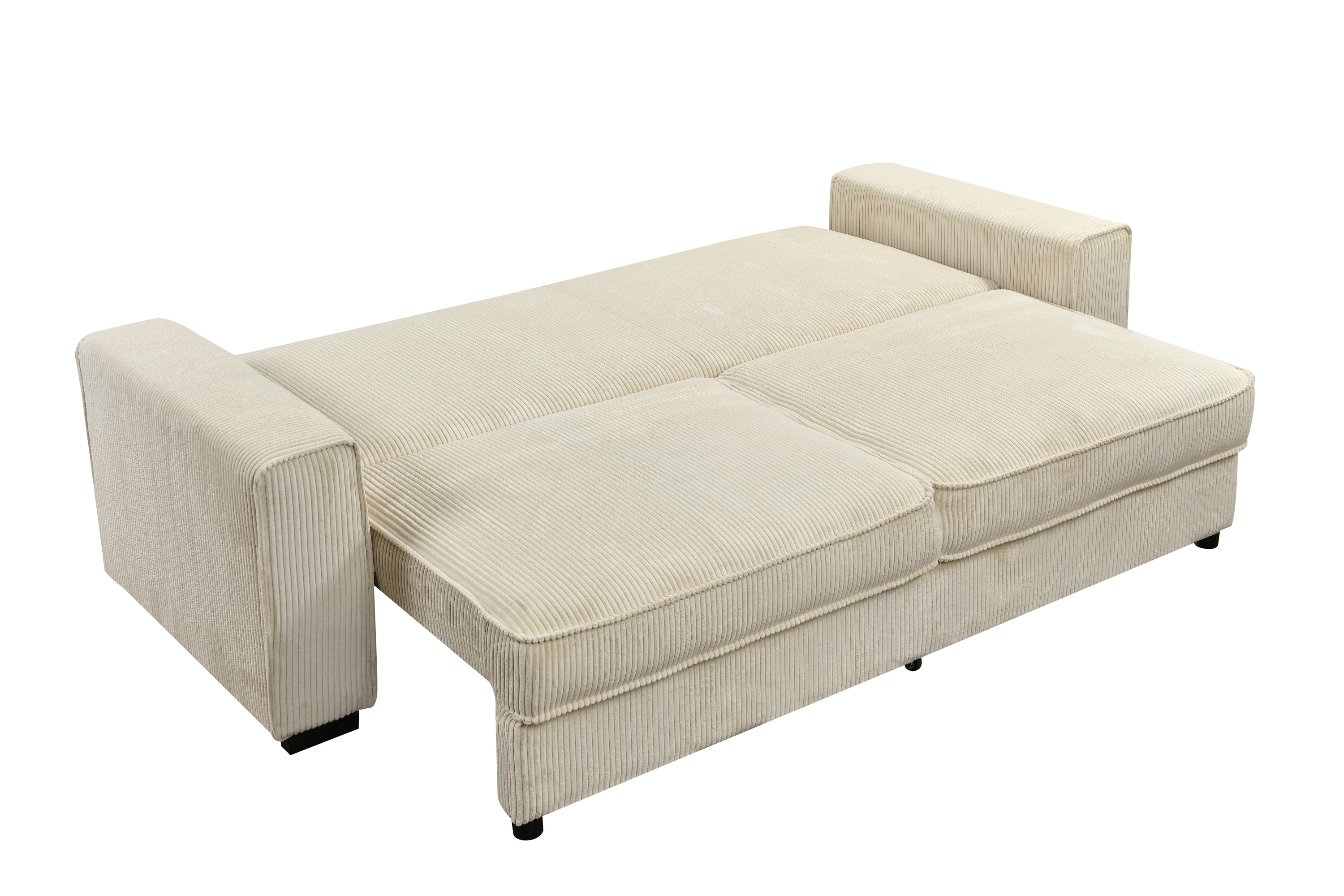 91'' Beige Sofa Bed with Storage