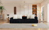 103.9" Black Corduroy Fabric Comfy Sofa with 4 Pillows