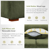 103" Green Corduroy Fabric Comfy Sofa with 4 Pillows