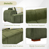 103" Green Corduroy Fabric Comfy Sofa with 4 Pillows