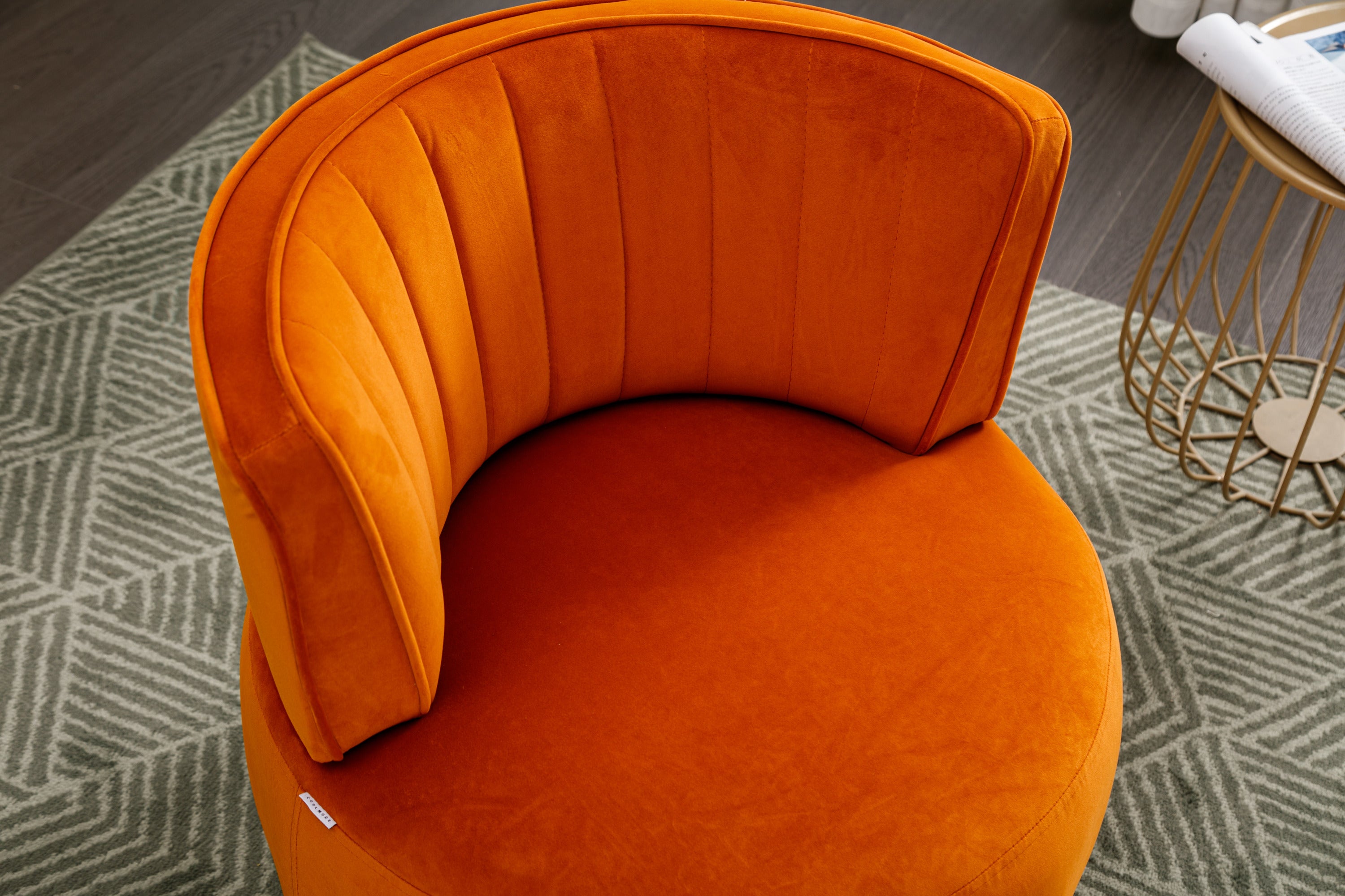 360 Degree Swivel Cuddle Barrel Accent Fluffy Velvet Fabric Chair