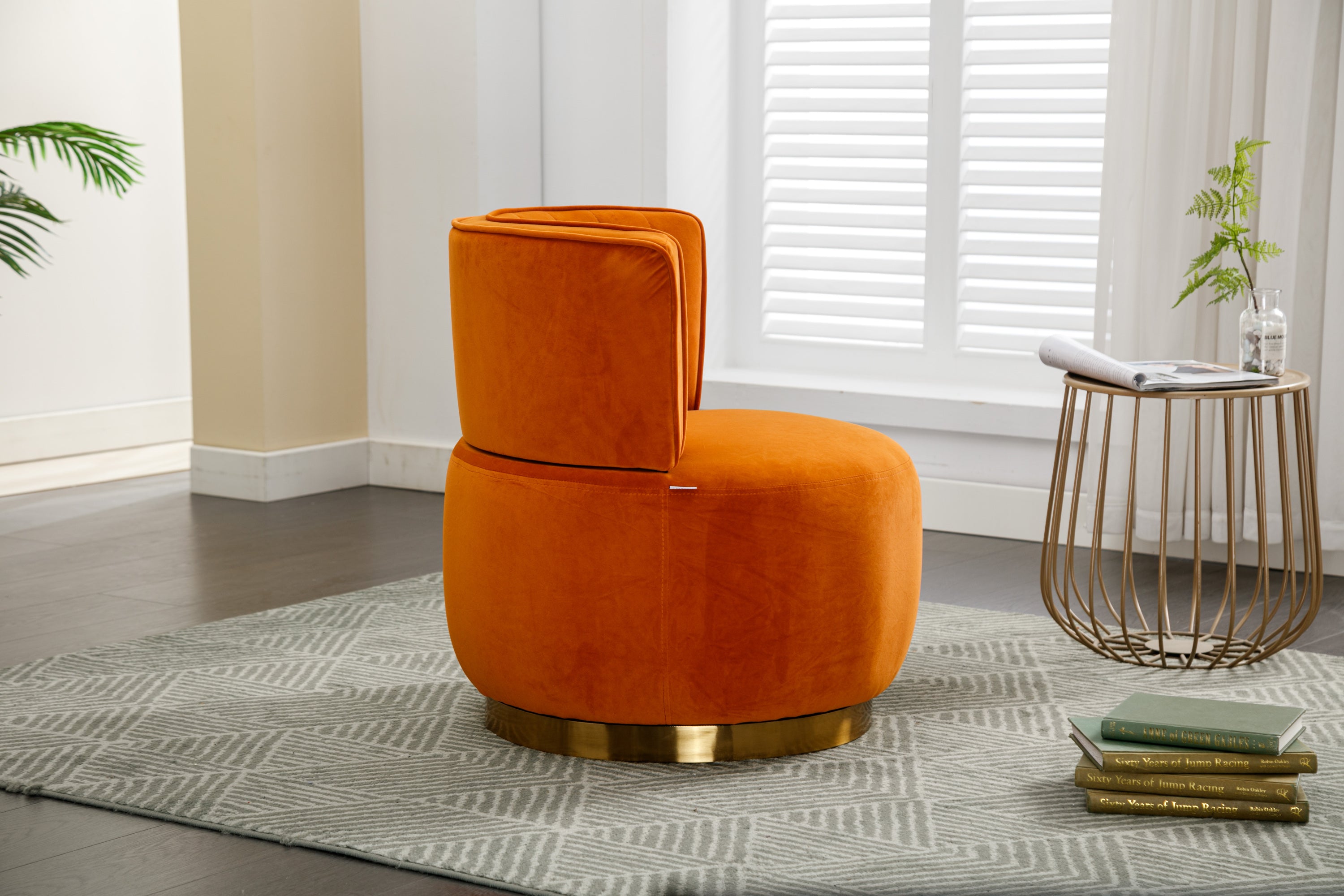 360 Degree Swivel Cuddle Barrel Accent Fluffy Velvet Fabric Chair