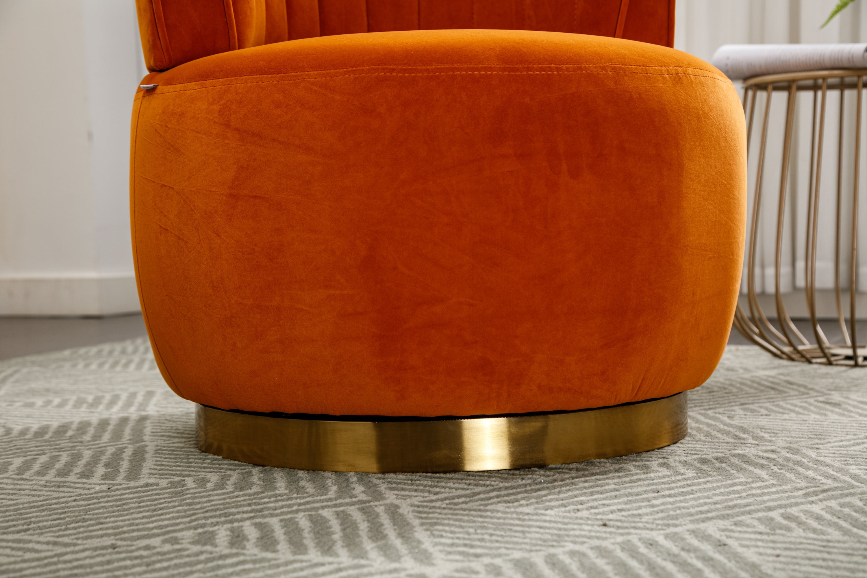 360 Degree Swivel Cuddle Barrel Accent Fluffy Velvet Fabric Chair