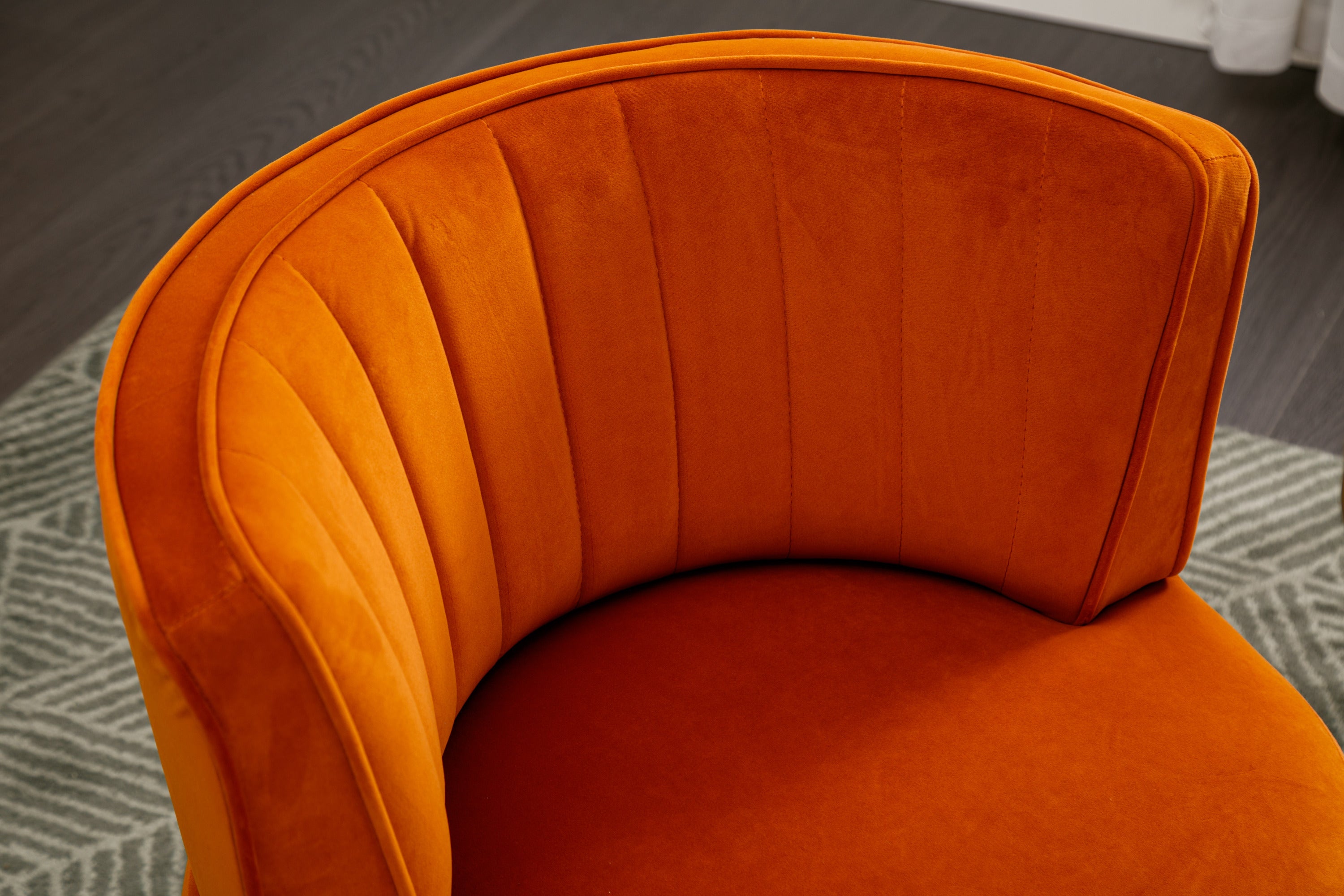 360 Degree Swivel Cuddle Barrel Accent Fluffy Velvet Fabric Chair