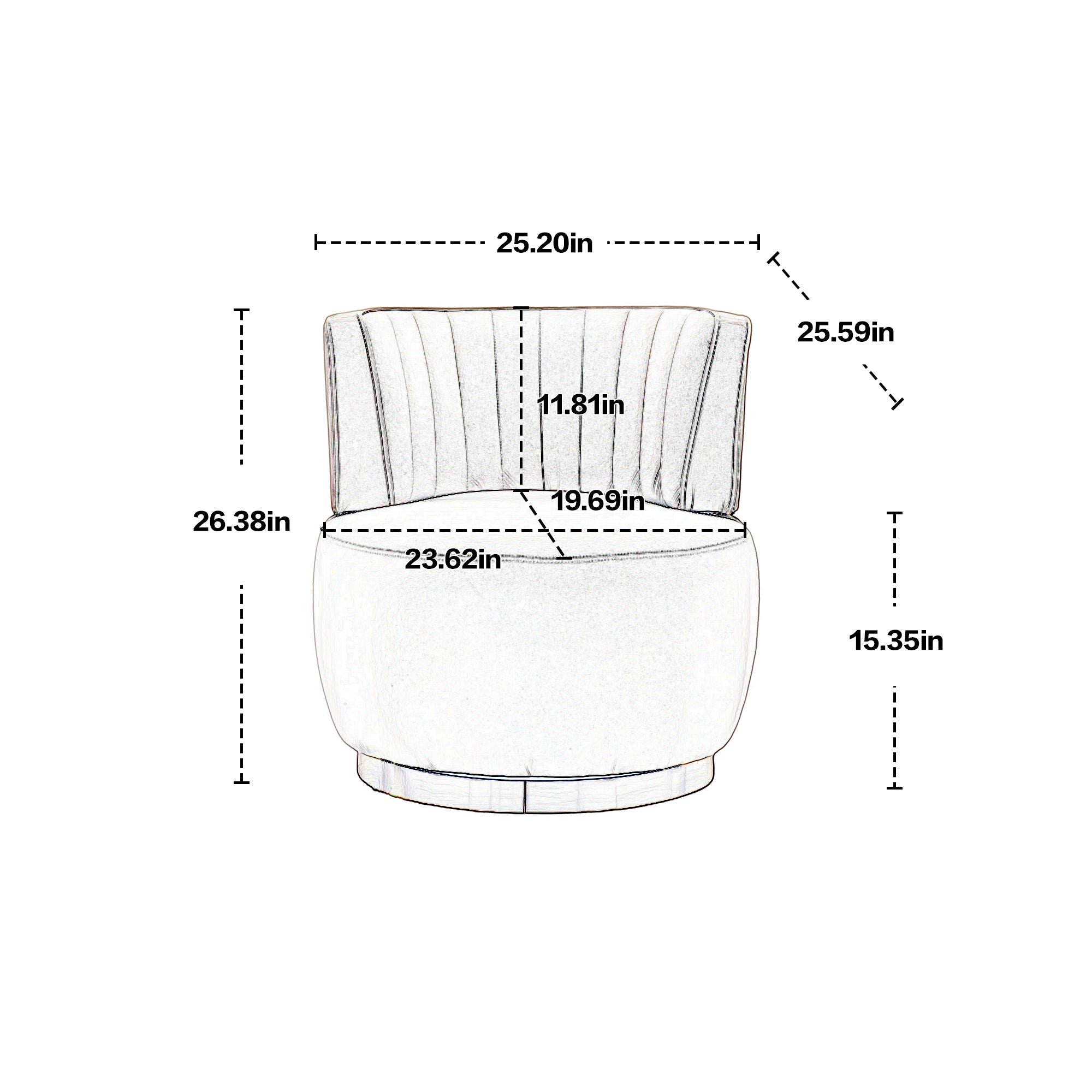 360 Degree Swivel Cuddle Barrel Accent Fluffy Velvet Fabric Chair