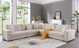 Beige Corduroy Oversized Modular Sectional