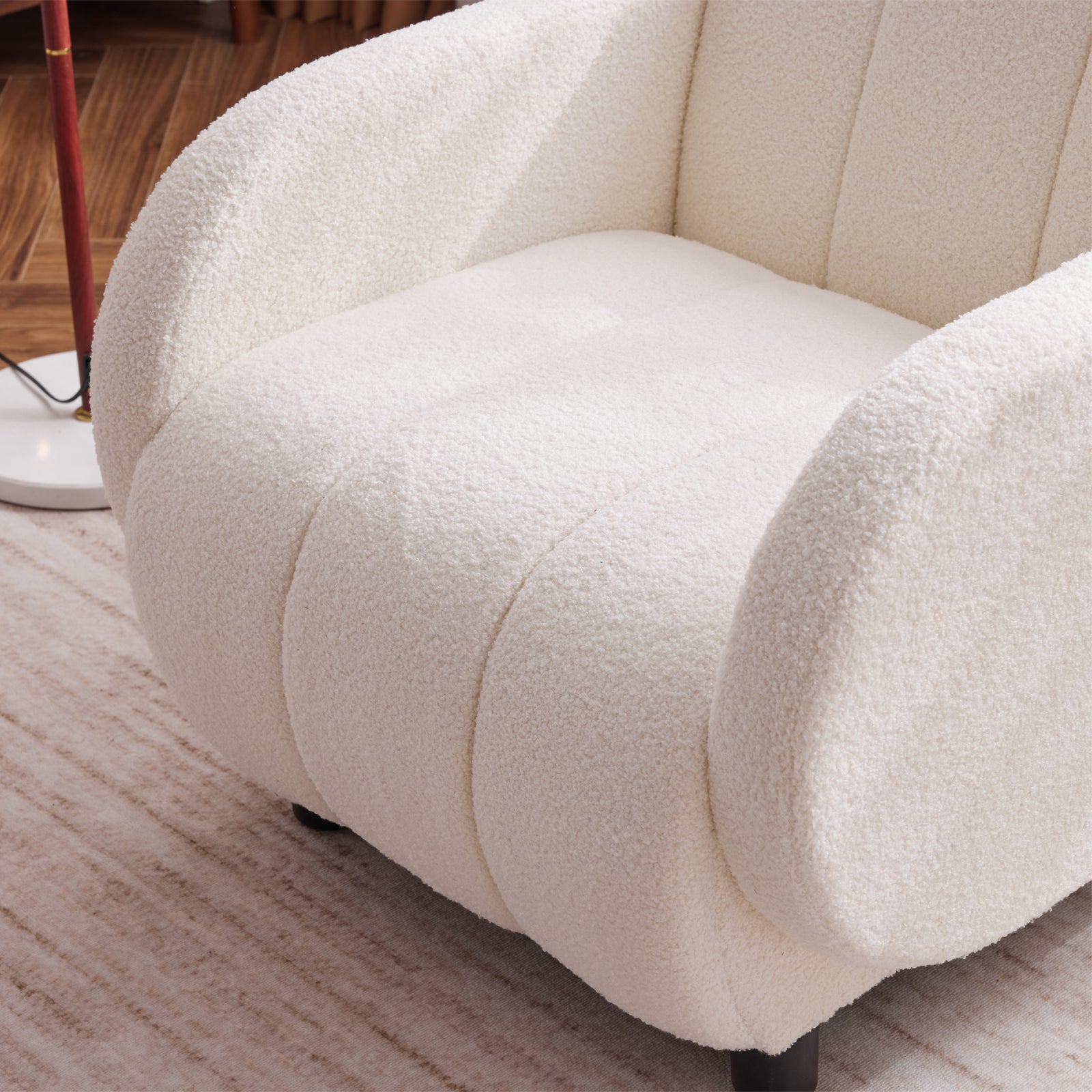Modern Fabric Upholstered Armchair with Upholstered Reading Chair, Single Sofa, Living Room, Bedroom, Bed, Office Lounge Club Chair, Teddy Velvet