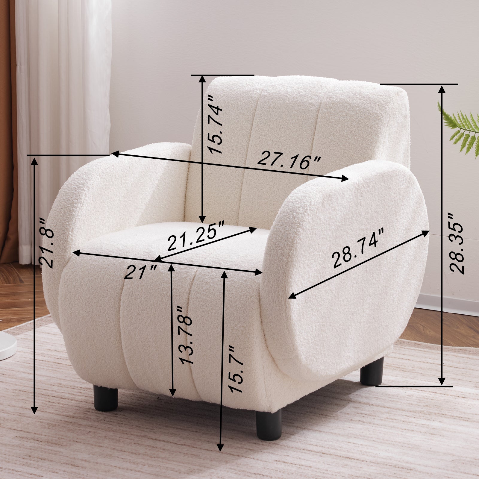 Modern Fabric Upholstered Armchair with Upholstered Reading Chair, Single Sofa, Living Room, Bedroom, Bed, Office Lounge Club Chair, Teddy Velvet