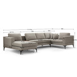 3-Piece U-Shape, Texture Sand Upholstered Sectional Couch Sofa Set with Reversible Chaise Lounge