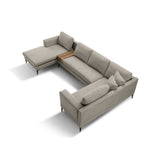 3-Piece U-Shape, Texture Sand Upholstered Sectional Couch Sofa Set with Reversible Chaise Lounge