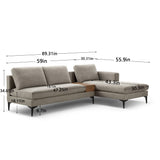 Modern Sand Sectional with Reversible Chaise and Armless 2 Seater Loveseat