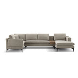 3-Piece U-Shape, Texture Sand Upholstered Sectional Couch Sofa Set with Reversible Chaise Lounge