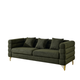81 Inch Oversized 3 Seater Sectional Sofa in Green teddy fabric