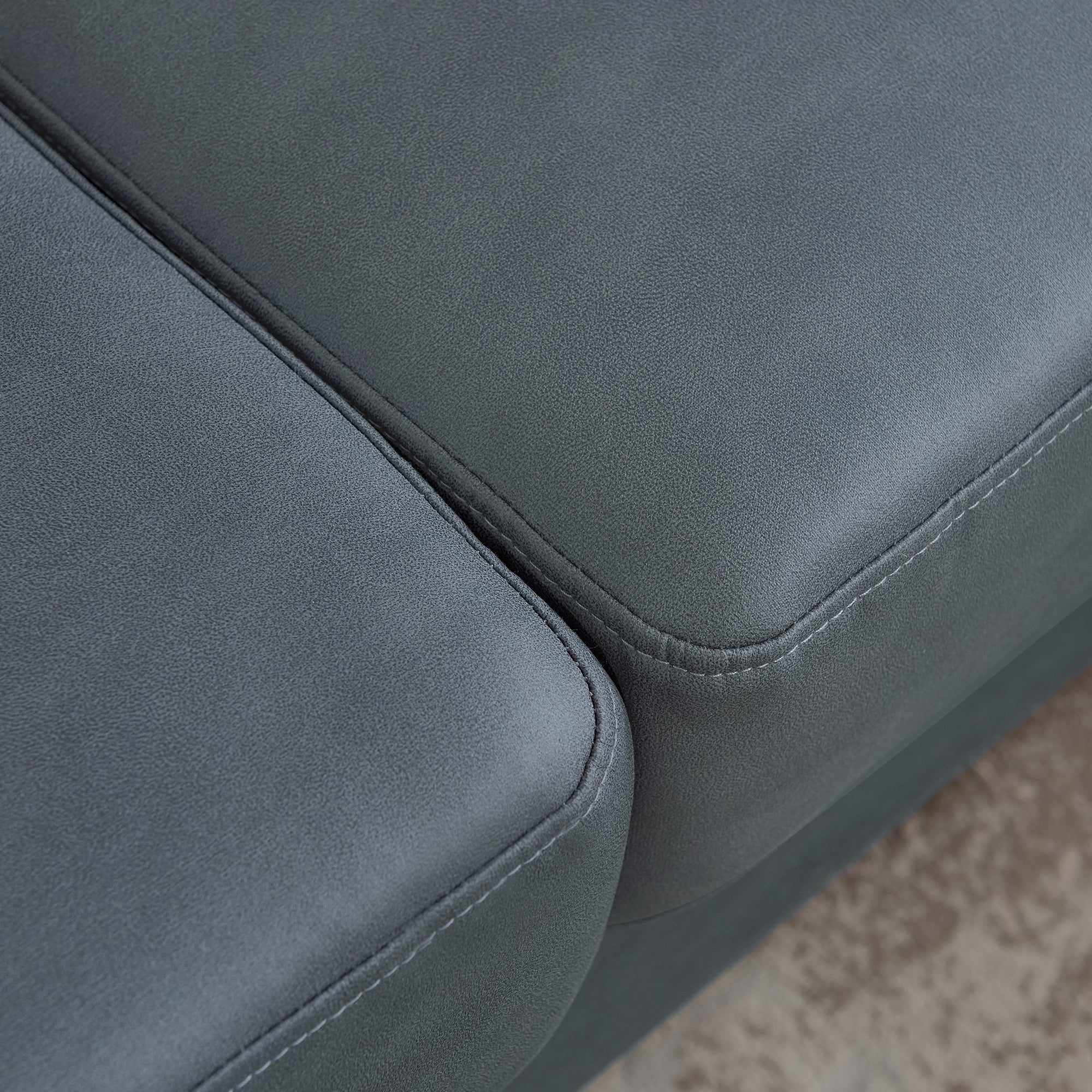 L-Shaped Corner Sectional Technical leather Sofa-Drak Grey, 92.5*92.5''