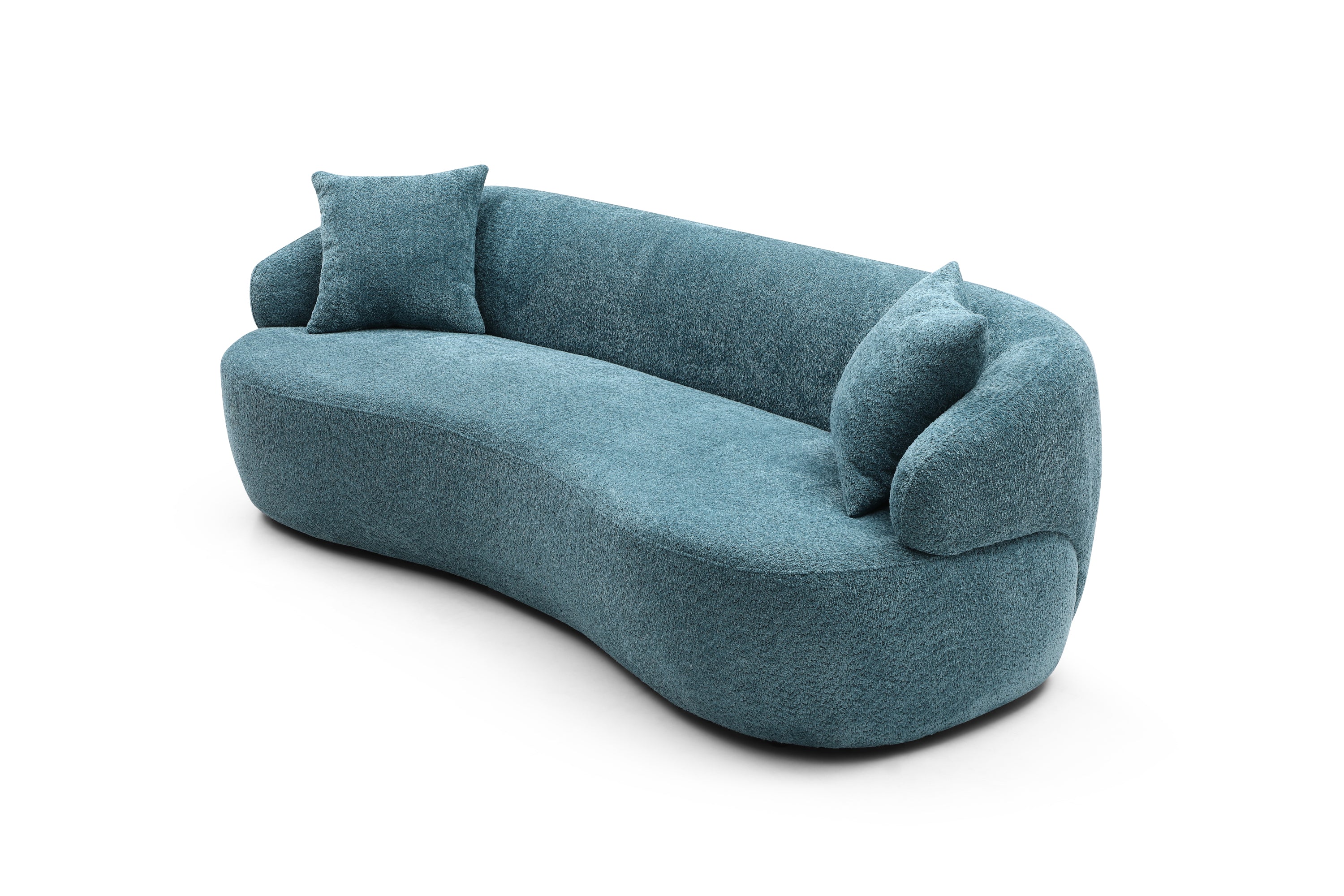 Blue Boucle sofa Mid Century Modern Curved Sofa