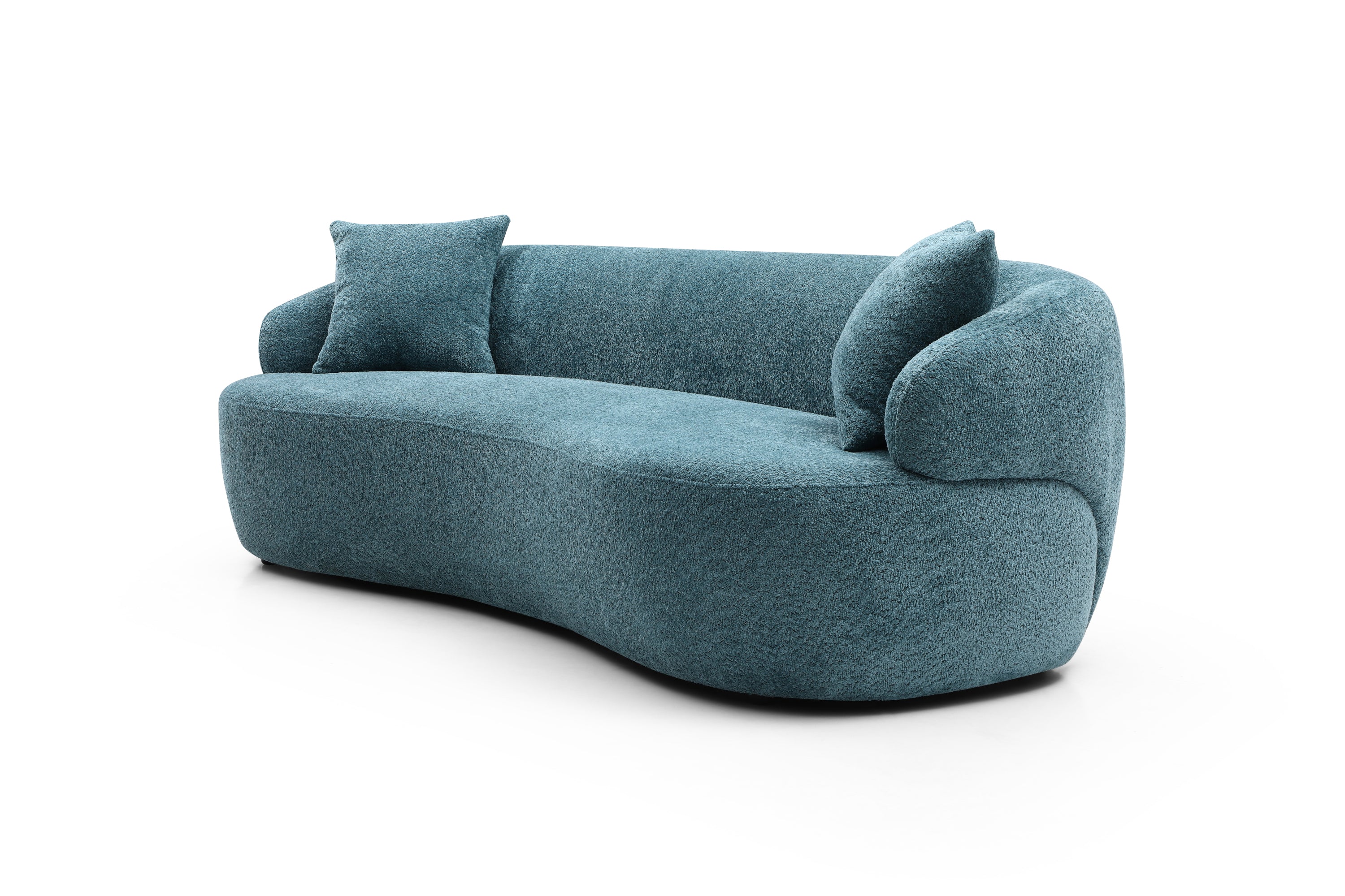 Blue Boucle sofa Mid Century Modern Curved Sofa