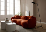 Orange Boucle Fabric Mid Century Modern Curved Sofa