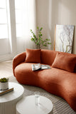 Orange Boucle Fabric Mid Century Modern Curved Sofa