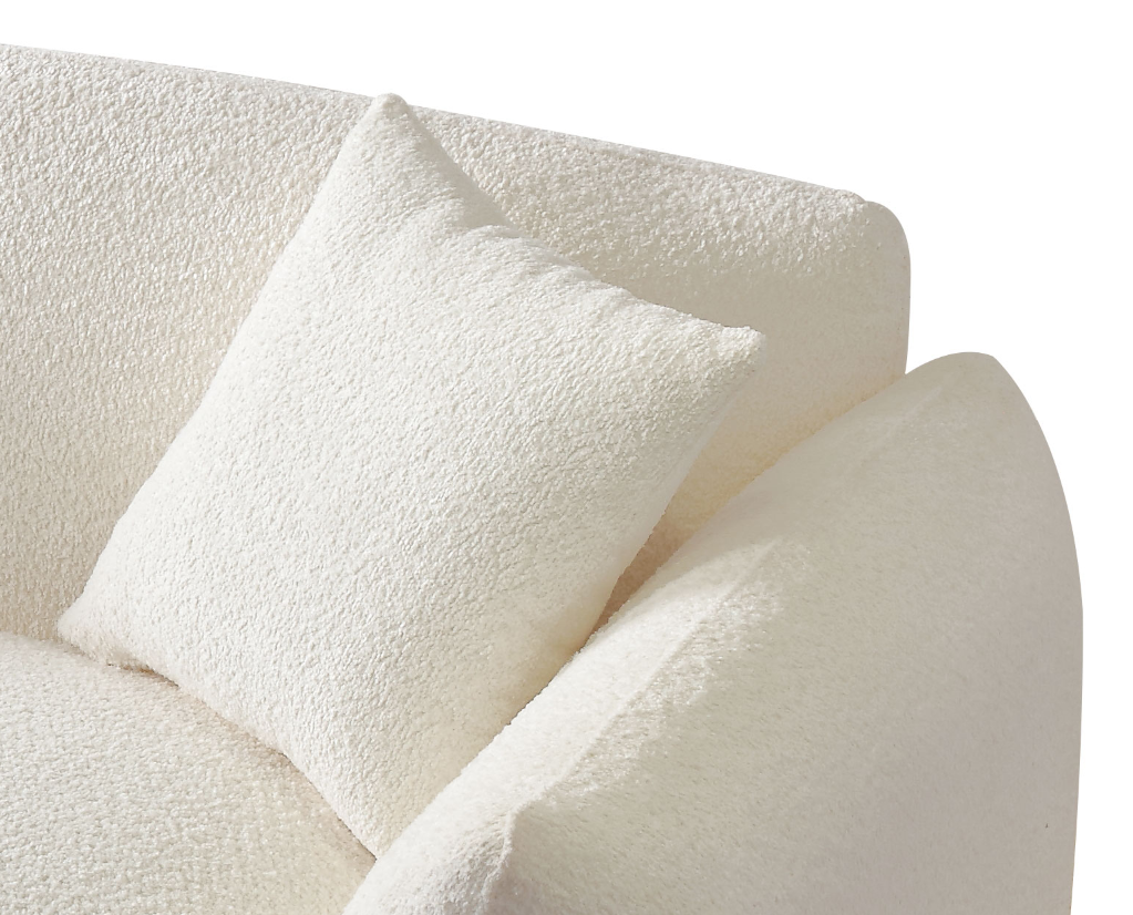 Beige Mid Century Modern Couch 3-Seater Sofa