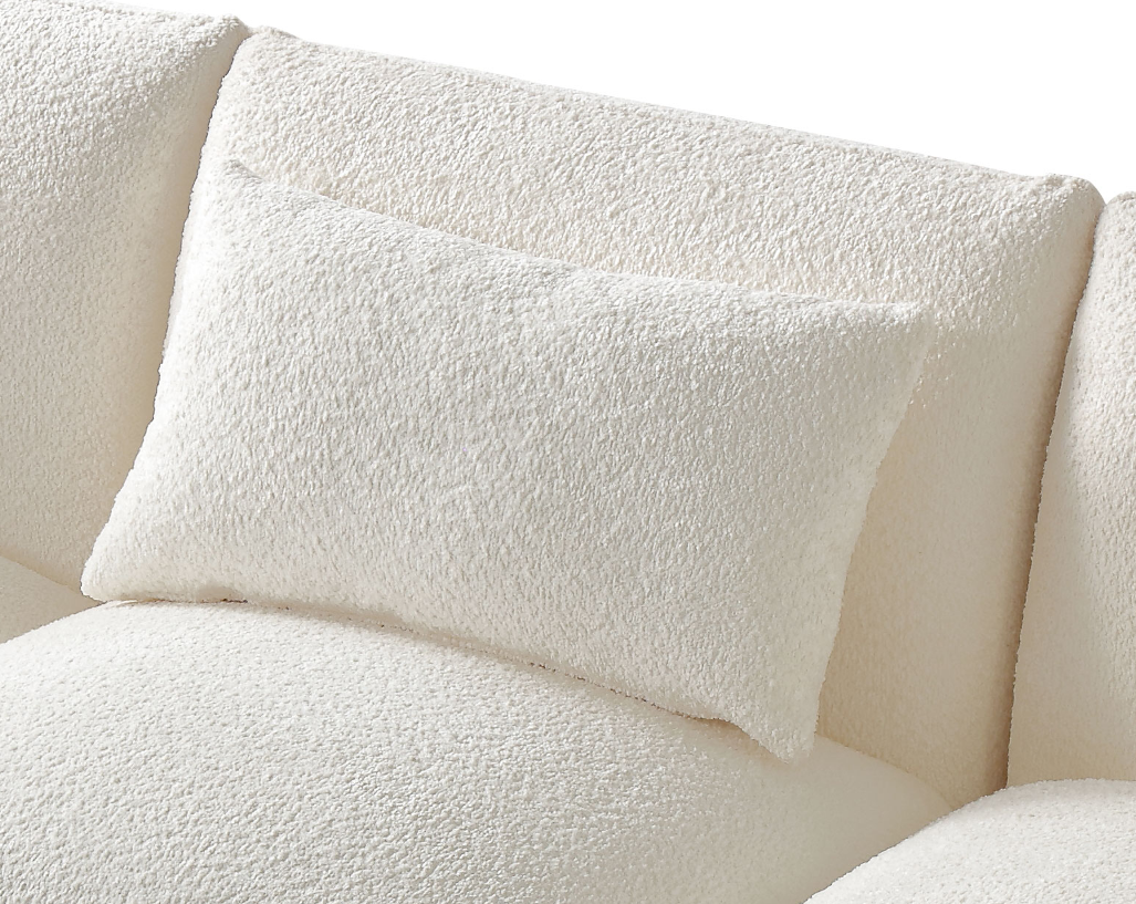 Beige Mid Century Modern Couch 3-Seater Sofa