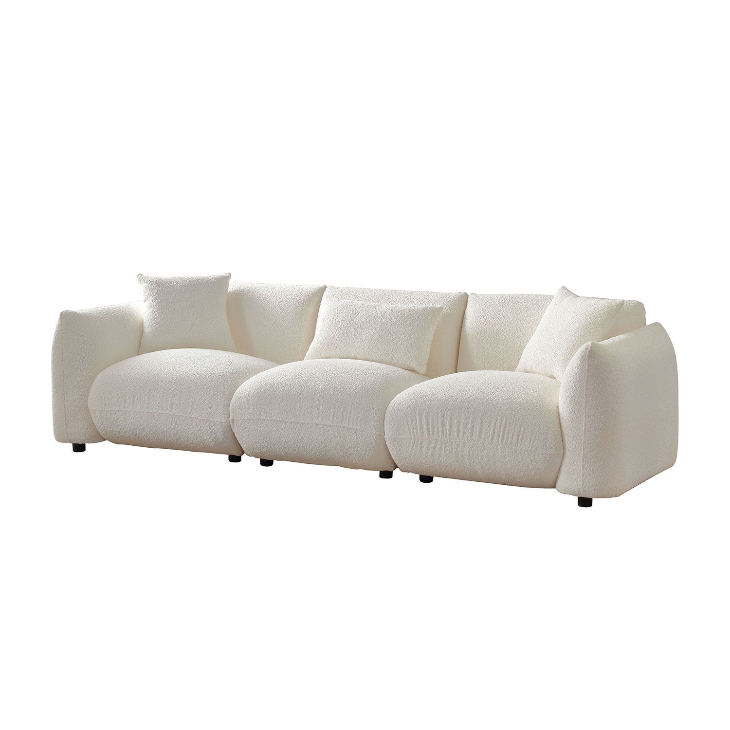 Beige Mid Century Modern Couch 3-Seater Sofa