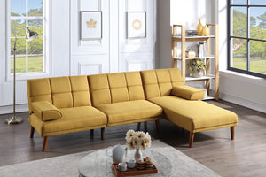 Mustard Color Sectional w/ Solid wood Legs