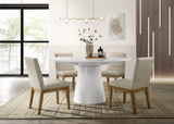 Jasper White 5 Piece 59" Wide Contemporary Round Dining Table Set with Beige Fabric Chairs