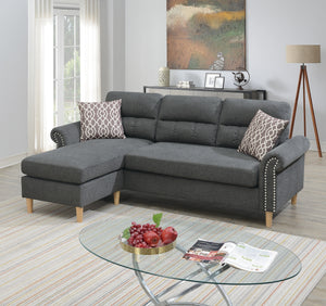 Slate Color Polyfiber Reversible Sectional