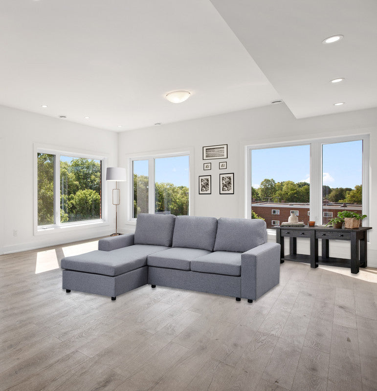 Aurelle Light Gray Linen Reversible Sectional Sofa Chaise