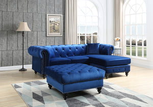 Glory Furniture Nola G0351B-SC Sofa Chaise ( 3 Boxes ) , NAVY BLUE