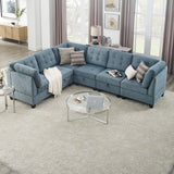 ,Navy Chenille Modular Sectional